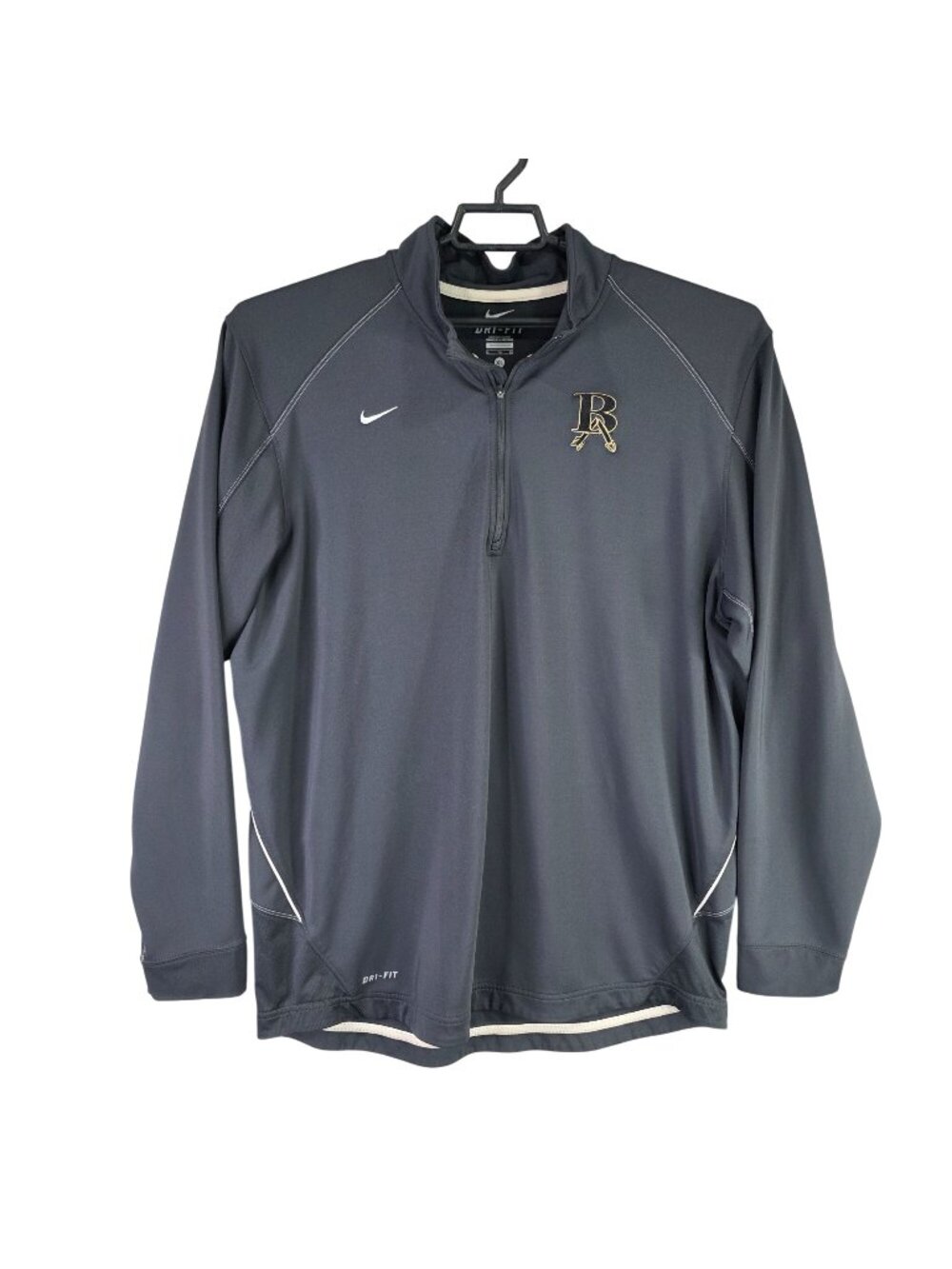 Mens Nike Dri-Fit 1/4 Zip Pullover Gray Shirt Long Sleeve Polyester Stretch XL
